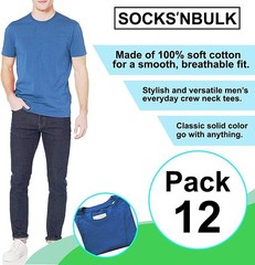 SOCKS’NBULK Mens Cotton Crew Neck Short Sleeve T-Shirts Mix Colors ( 3X-Large)