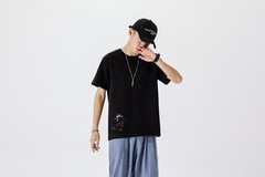 MFCT Japanese Streetwear Tee Cotton Phoenix Embroidered Graphic T-shirt for Men