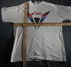Vintage Asics Shirt Mens XL White Made USA Geometric Triangle Logo Graphic 90s