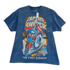 Captain America Graphic T Shirt Acid Wash Marvel Streetwear First Avenger Medium