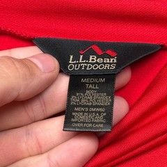 LL Bean Shirt Mens Medium Tall MT Red Gray Base Layer Outdoor Performance Hiking