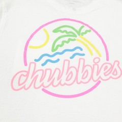 Chubbies Shirt Mens Large White Neon Dream Palm Tree Beach Short Sleeve Tee NEW