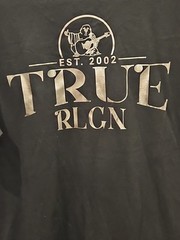 True Religion Black T-shirt With Silver/Metallic Foil Print, Men’s Size Small