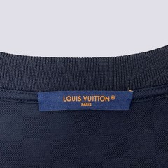 Louis Vuitton LV Embroidery Logo Damier Cotton Pique T-Shirt Navy Blue Size L