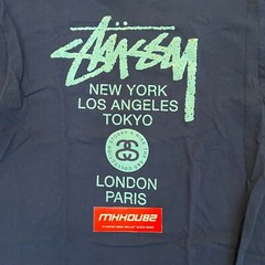 New Vintage Stussy x Nike World Tour Tee T-Shirt Navy Blue Size Large
