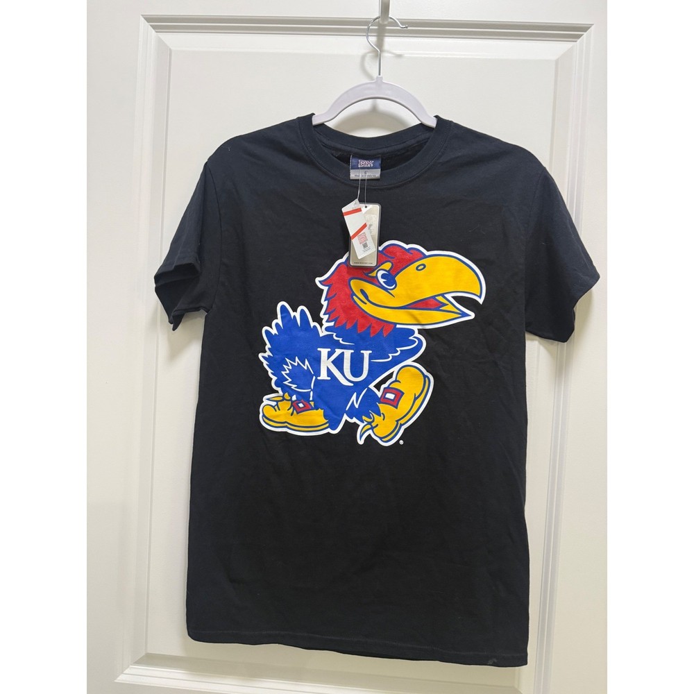 Kansas Jayhawks KU NCAA Black Graphic T-Shirt Bay Island Sportswear Small NWT