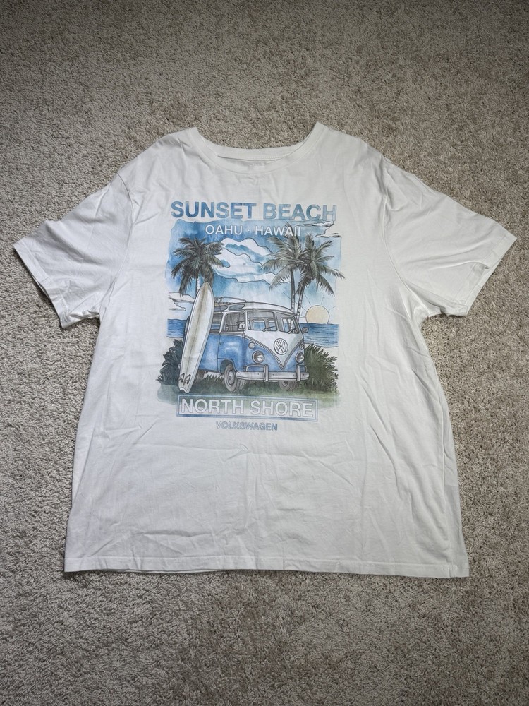 Volkswagen Hawaii Bus VW Officially Licensed T-Shirt Adult Size 3XL White Blue