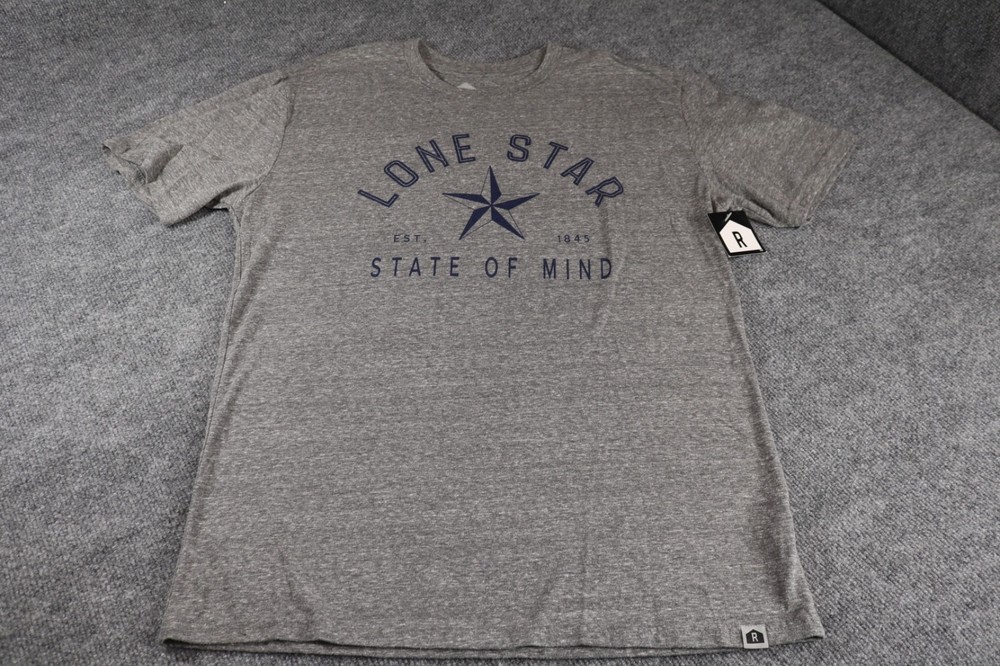 Rally Texas Grey Lonestar State of Mind Short Sleeve T-Shirt Large NWT