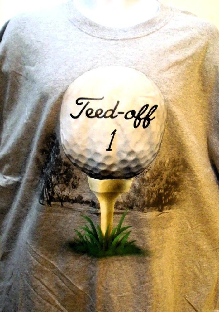 Teed Off 1 Golf Ball Grey T Shirt XXL Shirts Happen Big & Tall Machine Wash Gray