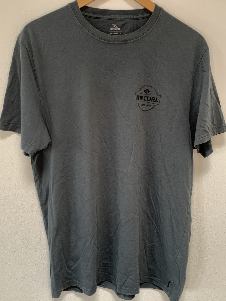 Rip Curl Men’s XL Gray Standard Fit Graphic Logo Crew Neck Short Sleeve T-Shirt