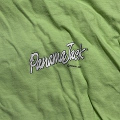 Vintage Panama Jack T-Shirt Large Neon Lime Green Double Sided Mascot Graphic 80