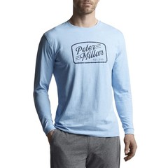 PETER MILLAR Crown Lite Graphic Print Long Sleeve Tee T-Shirt CBLU Blue Sz XL
