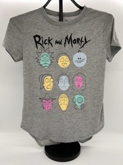 Rick and Morty Adult Swim Official T-Shirt XS Gray Character Faces Cast Tee