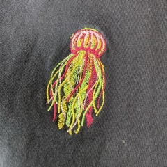 Common People Jelly Fish T Shirt L Size Large Black Tee Jellyfish Embroidered