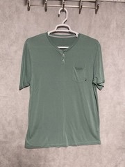 FREE FLY Shirt Men XL Green Henley Performance Bamboo Active Workout Gym Tee