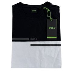 $98 Boss by Hugo Boss NEW Colorblock Black & White Cotton Mens Med T-Shirt Tee