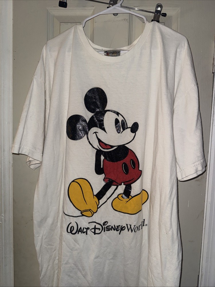 Walt Disney World Mickey Sleepwear Sleep Shirt Over Sized Glitter Vintage 90’s