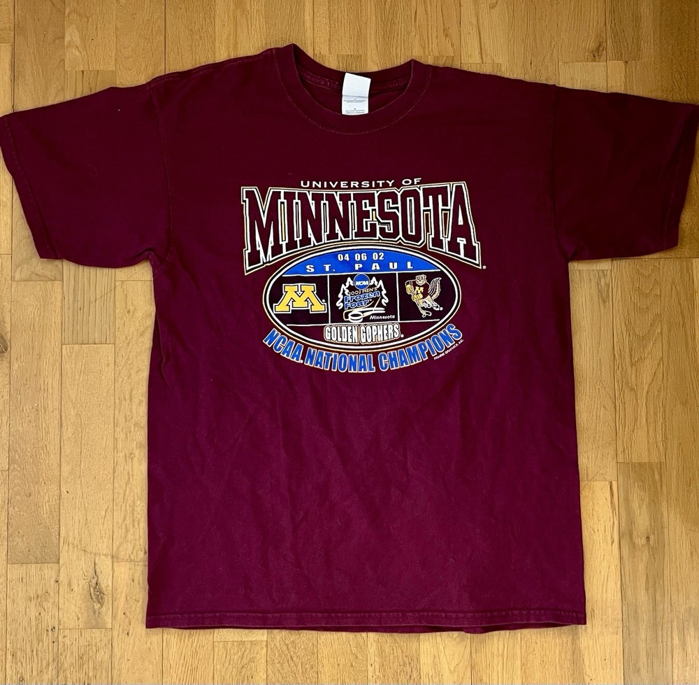 2002 Vintage Frozen Four Shirt L- Univ Of Minnesota Golden Gophers NCAA Champs🏒