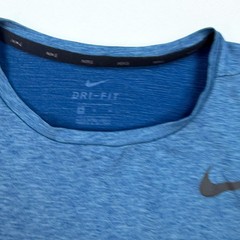 Nike Breathe Shirt Mens Medium Blue Crew Neck Lightweight Stretch Training Logo
