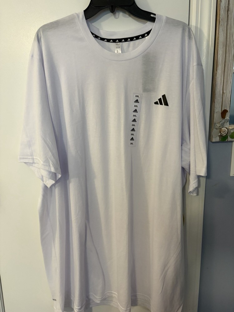 NEW! Men’s Plus ADIDAS Essential T-Shirt – White w/Black Logo Size 3XL