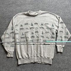 Art Unlimited Outdoor All Over Print Sweatshirt Lodge Men’s Medium Wolf Tree Vtg