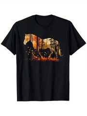Men’s & Women’s Horse Lover T-Shirt Loose Fit Short Sleeve with Horse & Equestri