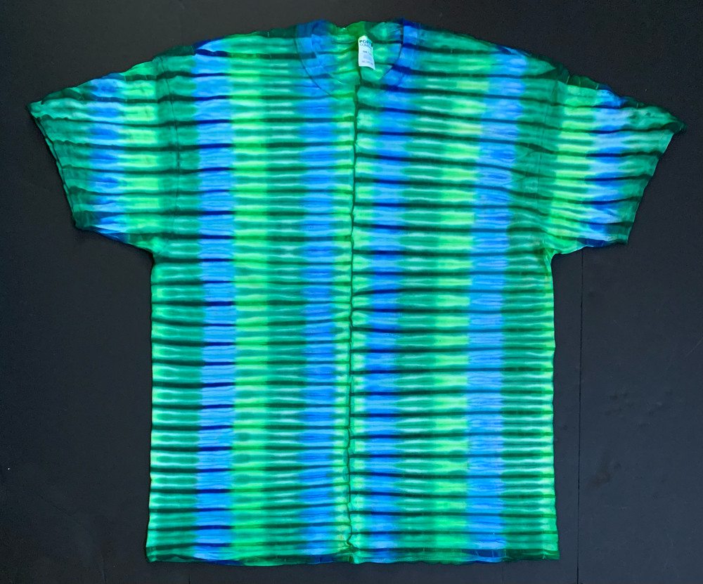 *New* 2XL – Sm Handmade Tie Dye, Green Blue Lava Bands, Crew or V-Neck