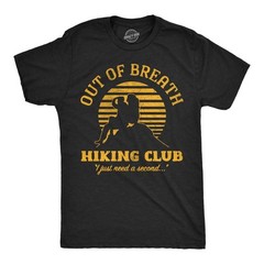 Mens Funny T Shirts Out Of Breath Hiking Club Sarcastic Nature Graphic Novelty