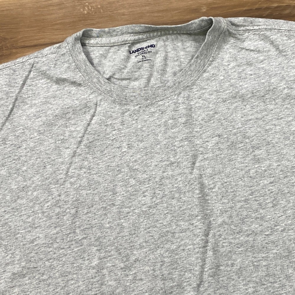 Lands’ End T-Shirt Mens XL Minimalist 100% Cotton Tailored Fit Gray Casual Tee