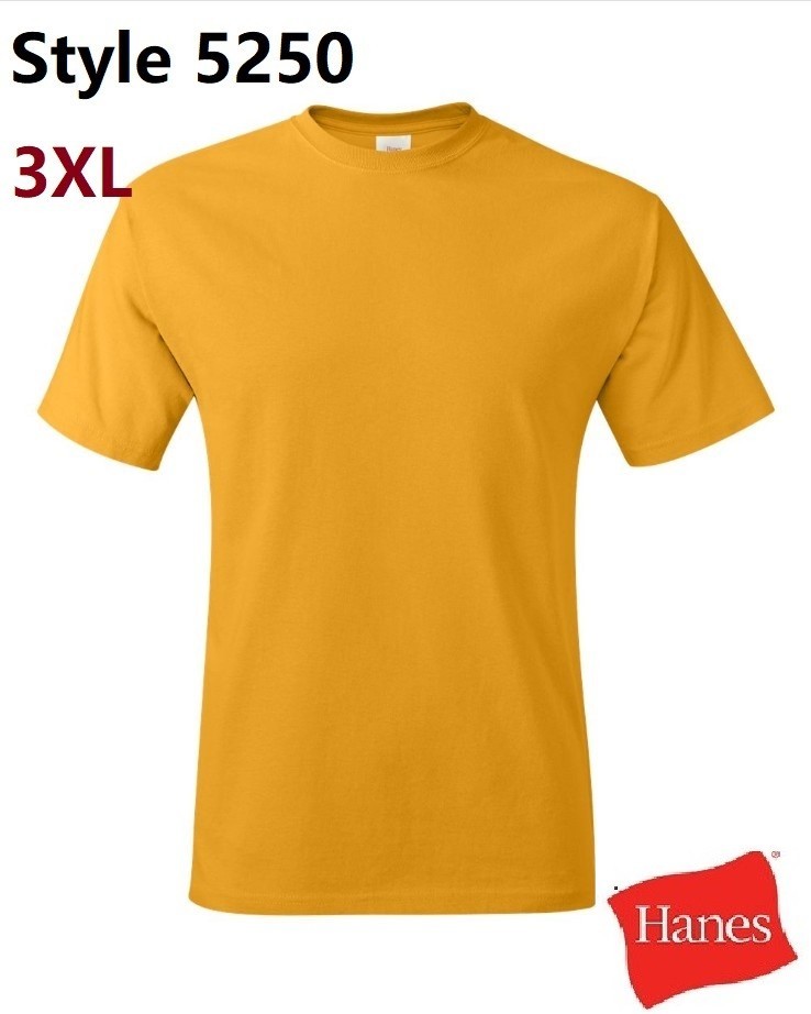 Hanes 5250 3XL Authentic Short Sleeve Men’s Cotton T-Shirt Gold Pit to Pit 27.5″
