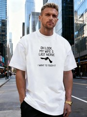 Pointing Hand Letter Graphic 100% Cotton Men’s T-Shirt for Daily Streetwear