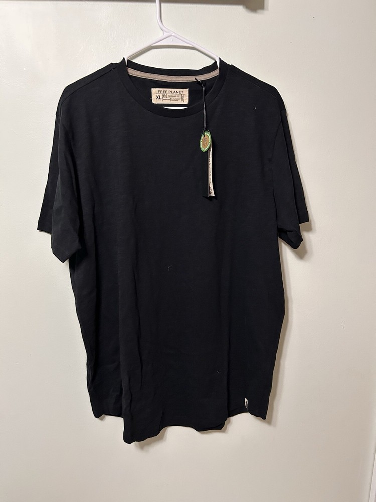 Free Planet Organic Cotton Men’s XL Black T-Shirt Crew Neck New NWT