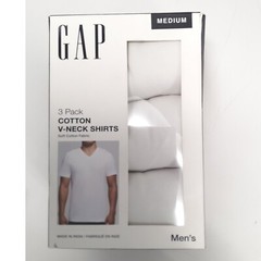 GAP V-Neck T-Shirts Mens Medium White 3 Pack Soft Comfort Undershirt Cotton NWT