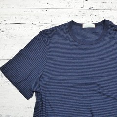 Faherty Shirt Mens 2XL Blue Striped Chambray Tee Cotton Modal Short Sleeve