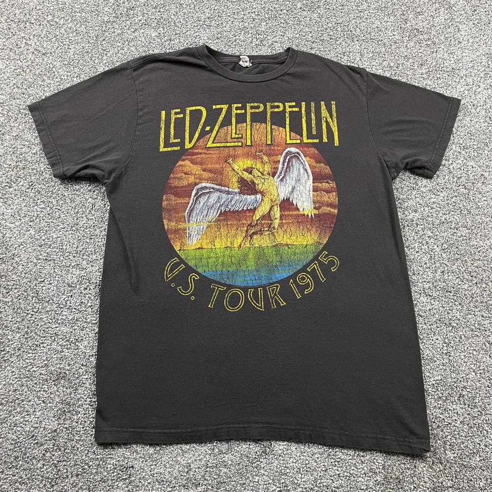 Led Zeppelin Shirt Men Large Bay Island 1975 US Tour Short Sleeve 2010 Rock Band
