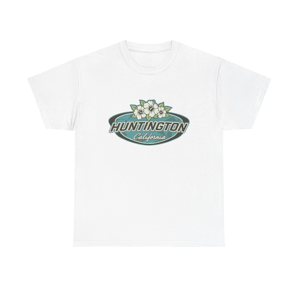 Huntington Beach California Tweed Y2k, Retro, 2000s, 90s White Tee