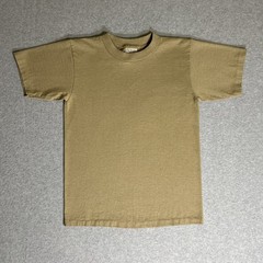 Vtg. 80s/90s Alore Single Stitch Blank Tan T-Shirt Small Made in USA Slub Cotton