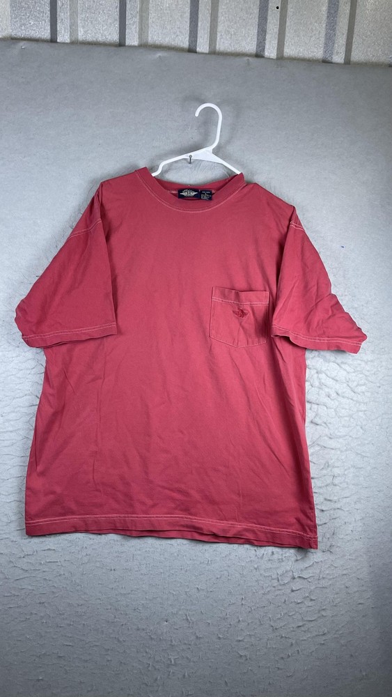 Dockers Shirt Mens Large Red Pocket Tee 100% Cotton Logo Crewneck Casual