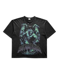 Men’s Vintage Washed Graphic T-Shirt Greek Mythology Print Gothic Streetwear Tee