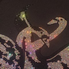 New Men Luxury Diamond Swan Rhinestones Fashion Black T-Shirt High Quality