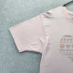 Vintage Fruit Of The Loom Shirt Mens Large Pink Rhinestone Heart Graphic Tee 80s