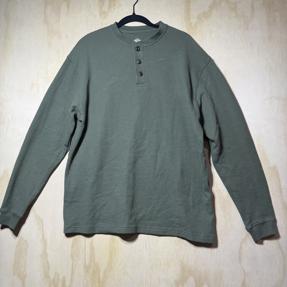 Work n’ Sport Thermal Waffle Knit Henley Long Sleeve Shirt LT Tall Olive Green
