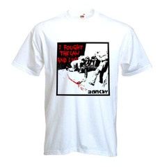 BANKSY I FOUGHT THE LAW T-SHIRT – Choice Of Colours – Size S to XXXL