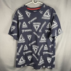 Reebok Mens T Shirt 2XL Blue AOP Graphic Tee Short Sleeve Skater Sports Classic