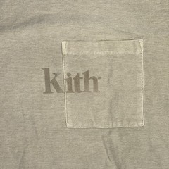 KITH Men’s Quinn Data Taupe Beige Heavyweight Logo Pocket Cotton Tee Shirt XL