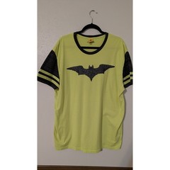 Lego Batman Movie Mens 2XL Neon Green Graphic Ringer T-Shirt DC Comics Logo