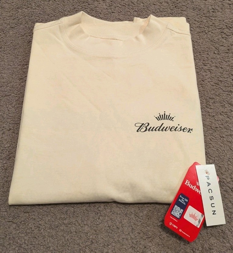 Pacsun x Budweiser King of Beers Cream T-Shirt New with Tags Men’s Small