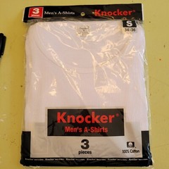 3 Pc Men 100% Cotton A-Shirt Tank Top Ribbed Undershirt White Muscle By Knocker