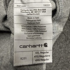 Carhartt T-Shirt Mens 4XL Gray Original Fit Long Sleeve Utility Workwear K231