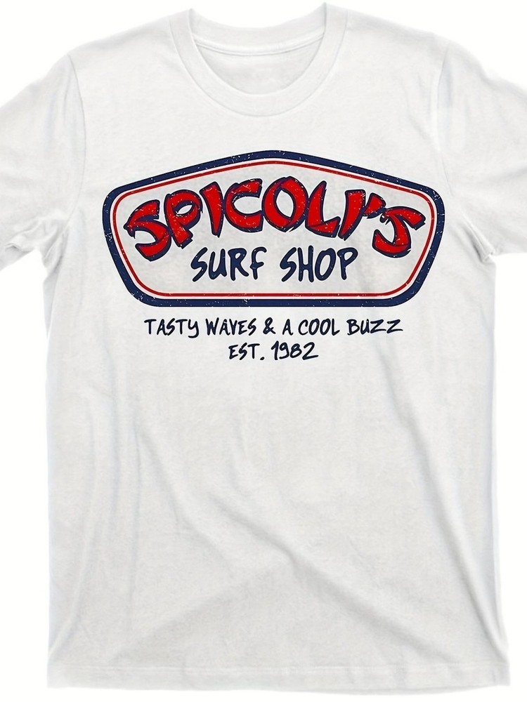 Plus Size Men’S T-Shirt Retro Surf Shop Graphic Tee, Spicoli’S Short Sleeve Ca